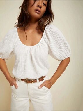 Nation LTD White Cotton Gauze Top size Medium